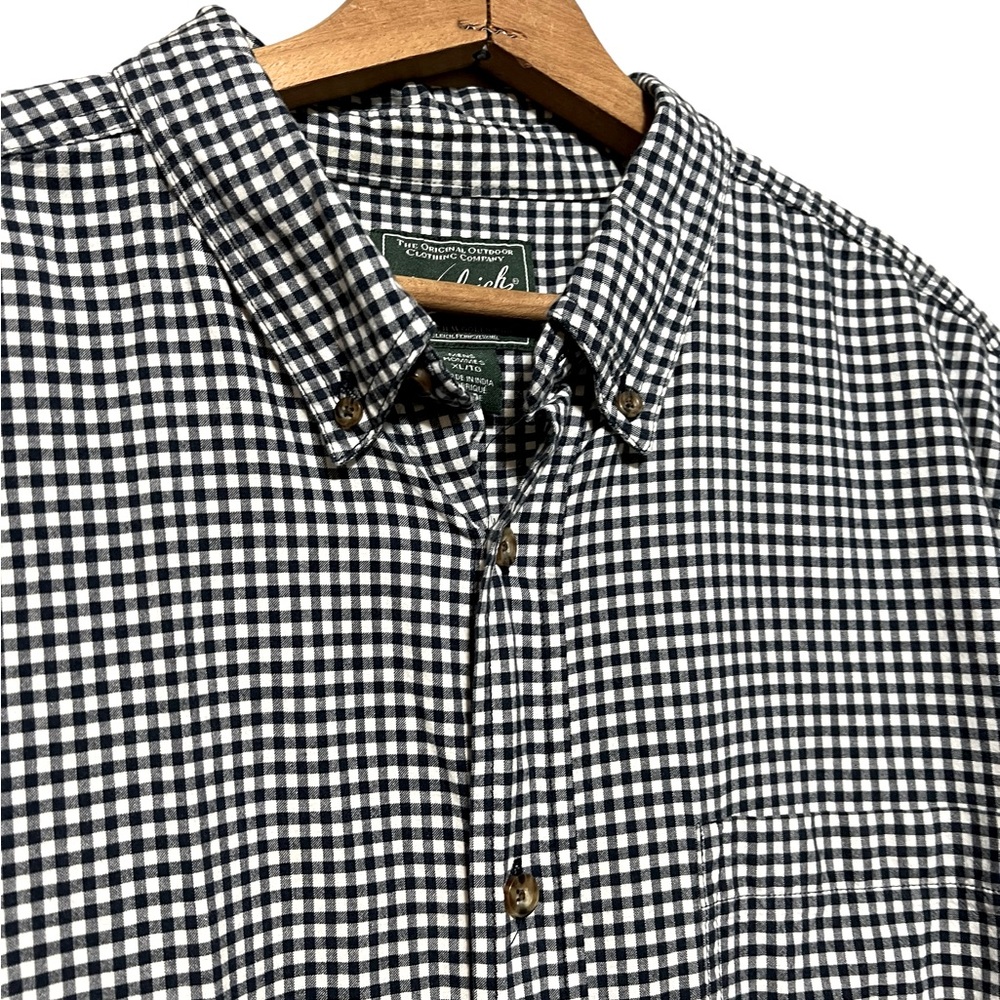 Woolrich Black and White Check Gingham Short Sleeve Button Down Cotton Shirt XL